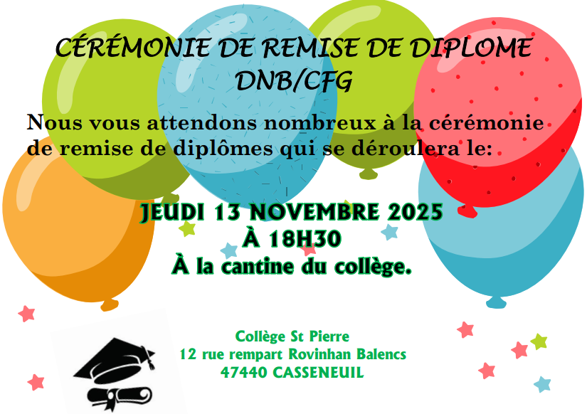 Cérémonie de remise de diplômes DNB / CFG.